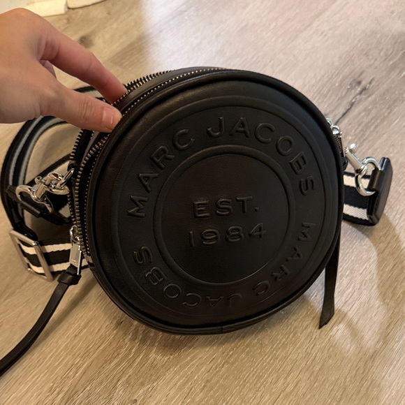 Marc Jacobs Black Circular Crossbody with Striped Strap - Picture 2 of 5